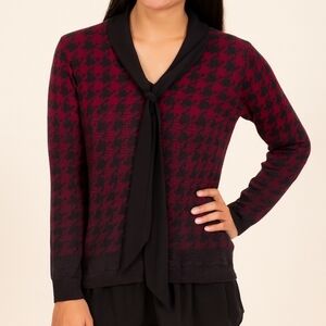 Dress Barn Elegant Black and Pink Houndstooth Top